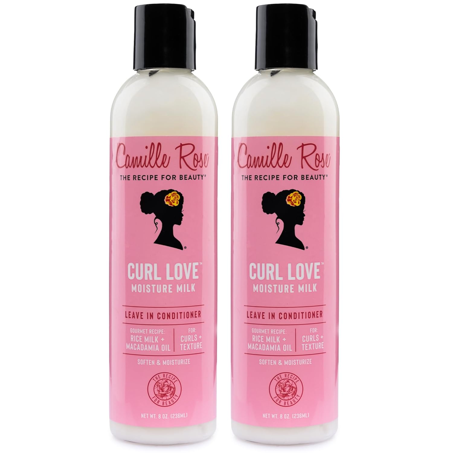 Camille Rose Leave-In Conditioner, Curl Love Moisture Milk 2-Pack – Curly Hair Moisture, Detangler, Frizz Control, 8 Fl Oz