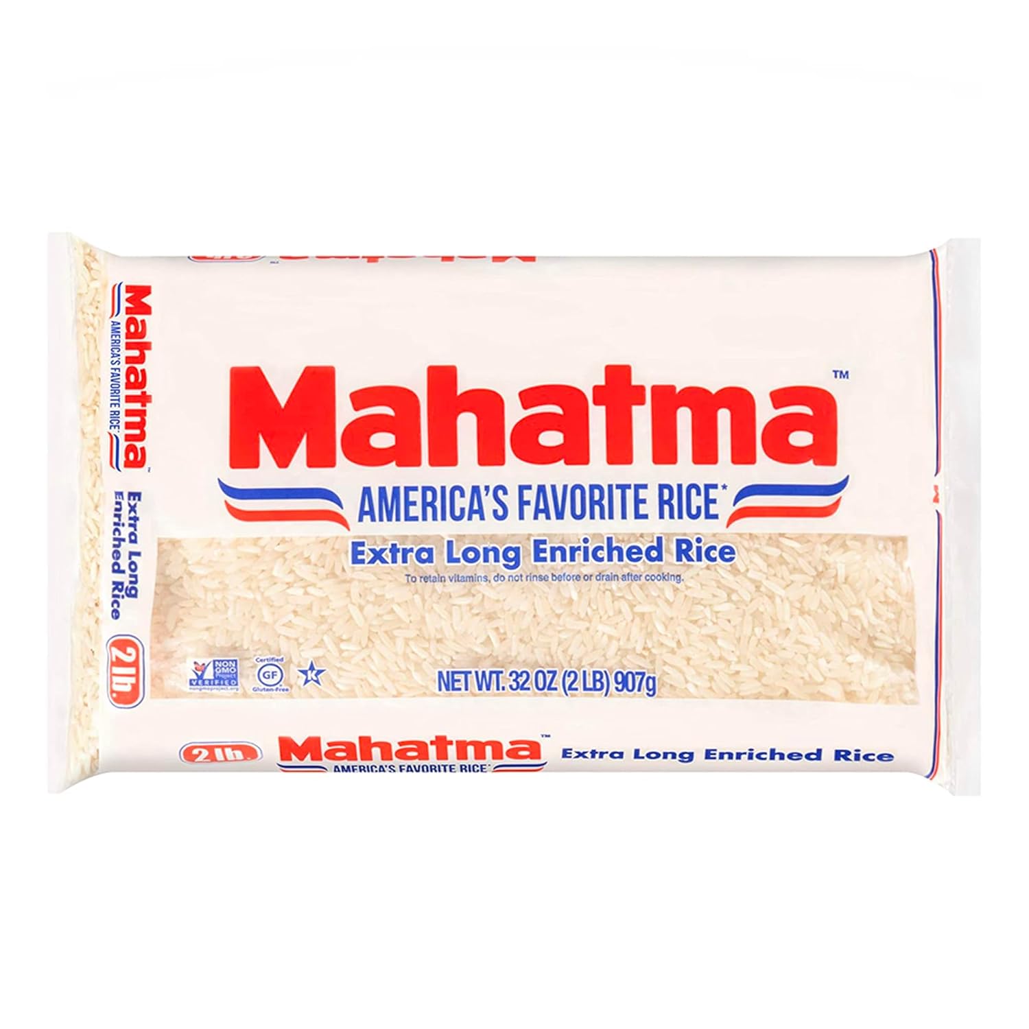 Mahatma Extra-Long-Grain Rice 2-Pound Rice Bag, Gluten-Free and Non-GMO White Rice Bulk Bag, 1 Bag of Rice
