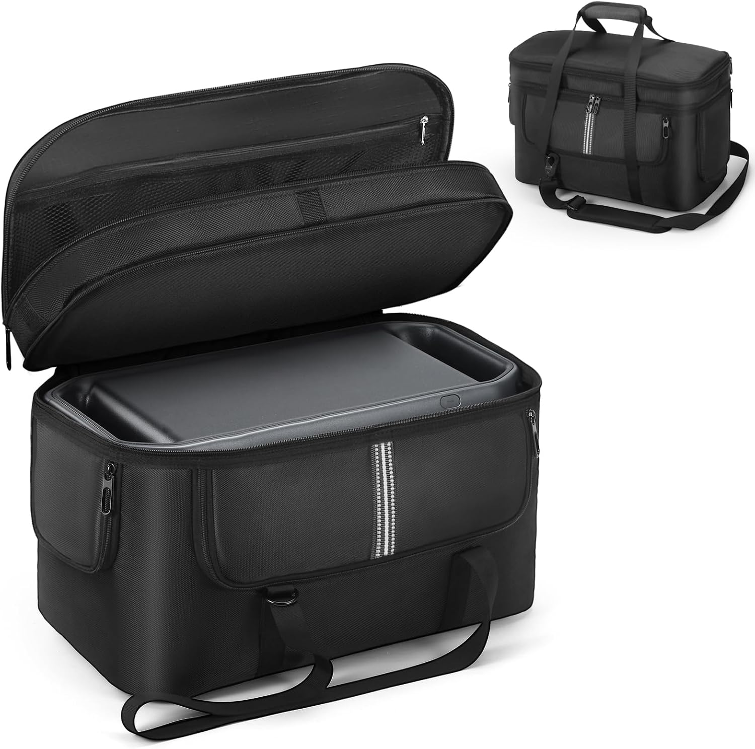 OURHZTB Carrying Case Compatible with DJI Power 1000 V2 Portable Power Station, Outdoor Travel Storage Bag with Shoulder Strap, Side Zipper, Two-Layer Pockets for Charging Cable and Accessories