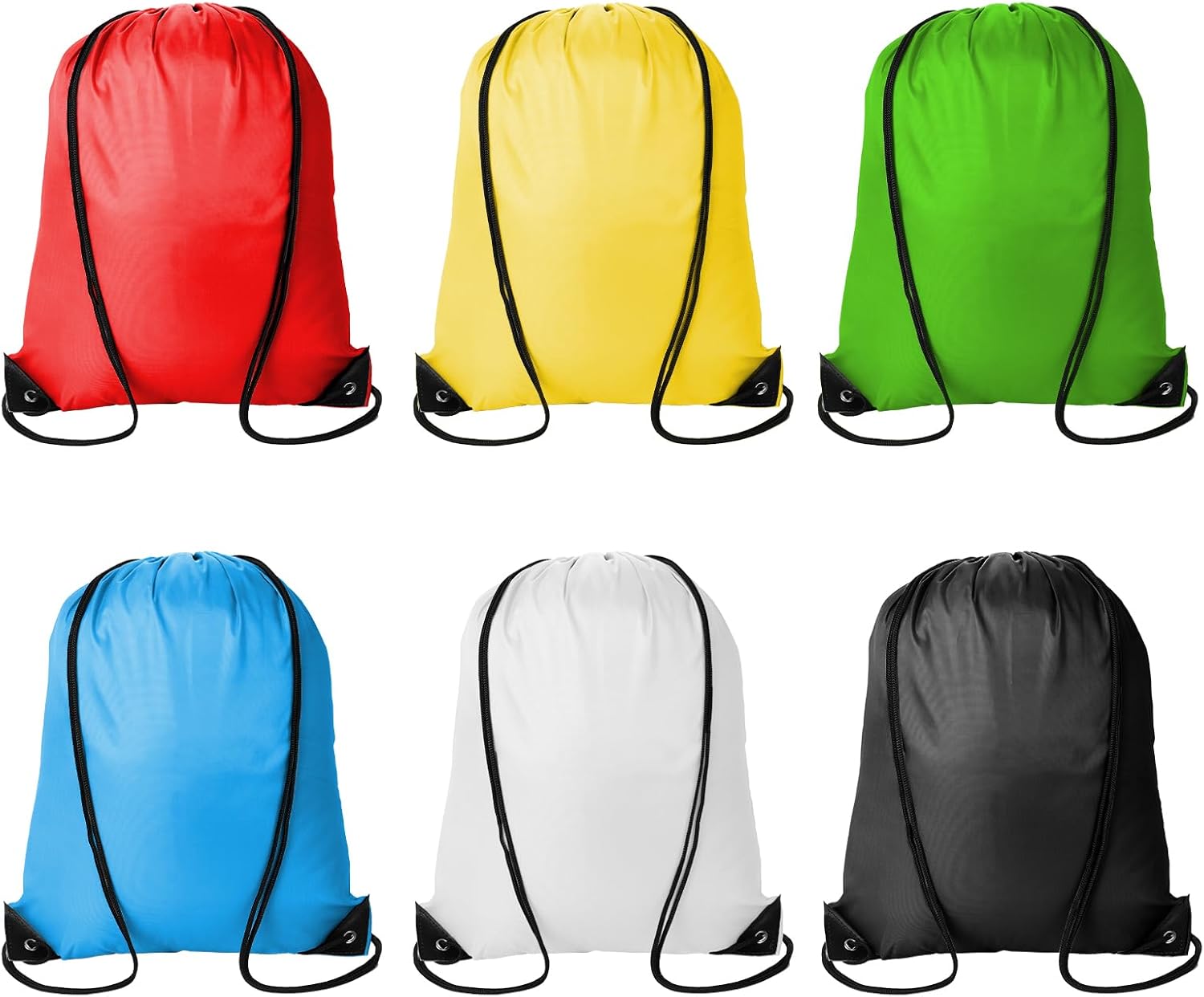 6Pcs Drawstring Backpacks Bulk String Bag Cinch Sack Pack Storage Knapsack Polyester Gift Bags Sports Drawstring Bags for Trip Gym Party Bags(6 Colors)
