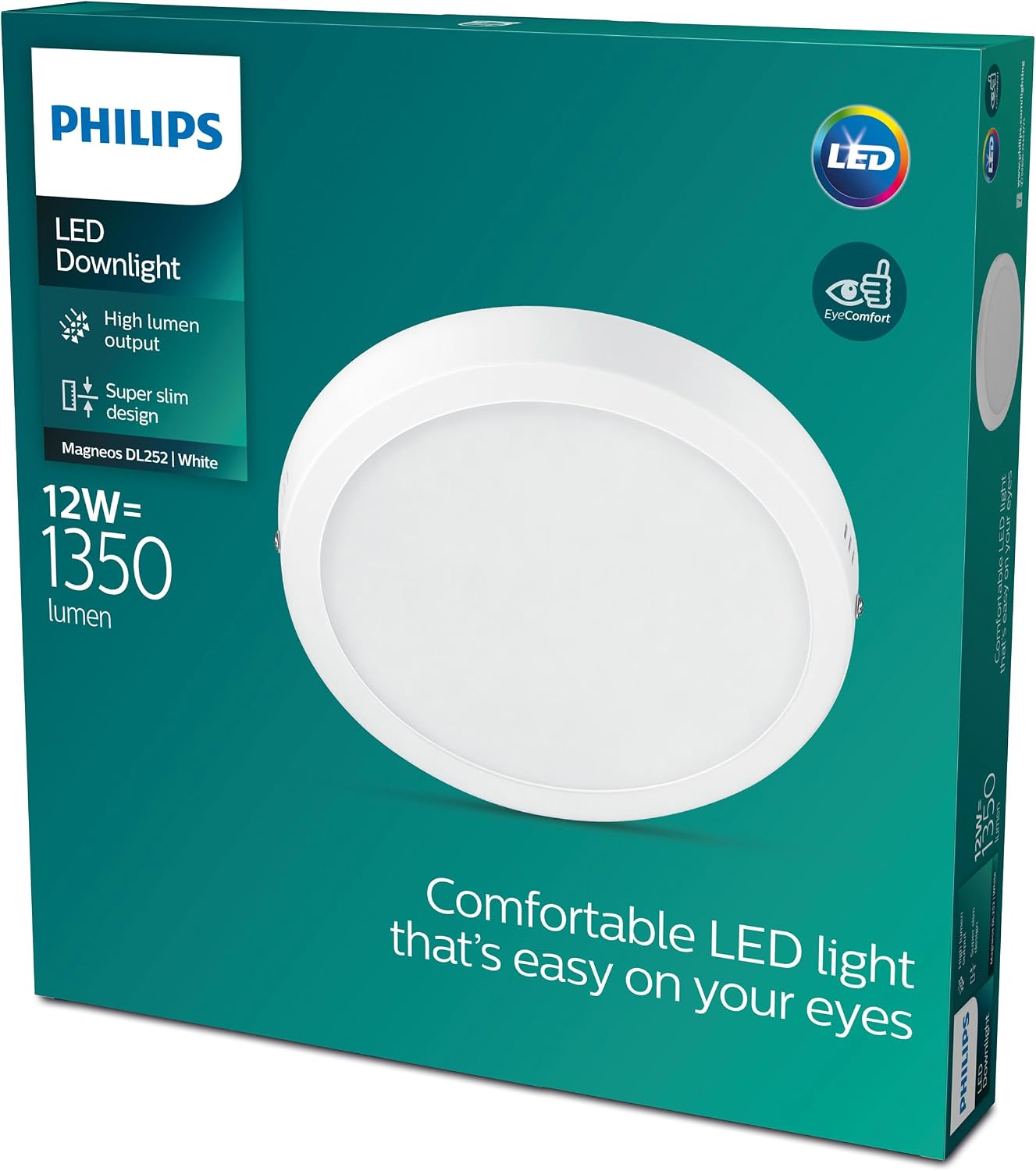 Philips LED Magneos Slim Surface Mount Round Downlight 4000K 12W [Cool White - White] For Indoor Lighting, Livingroom and Bedroom