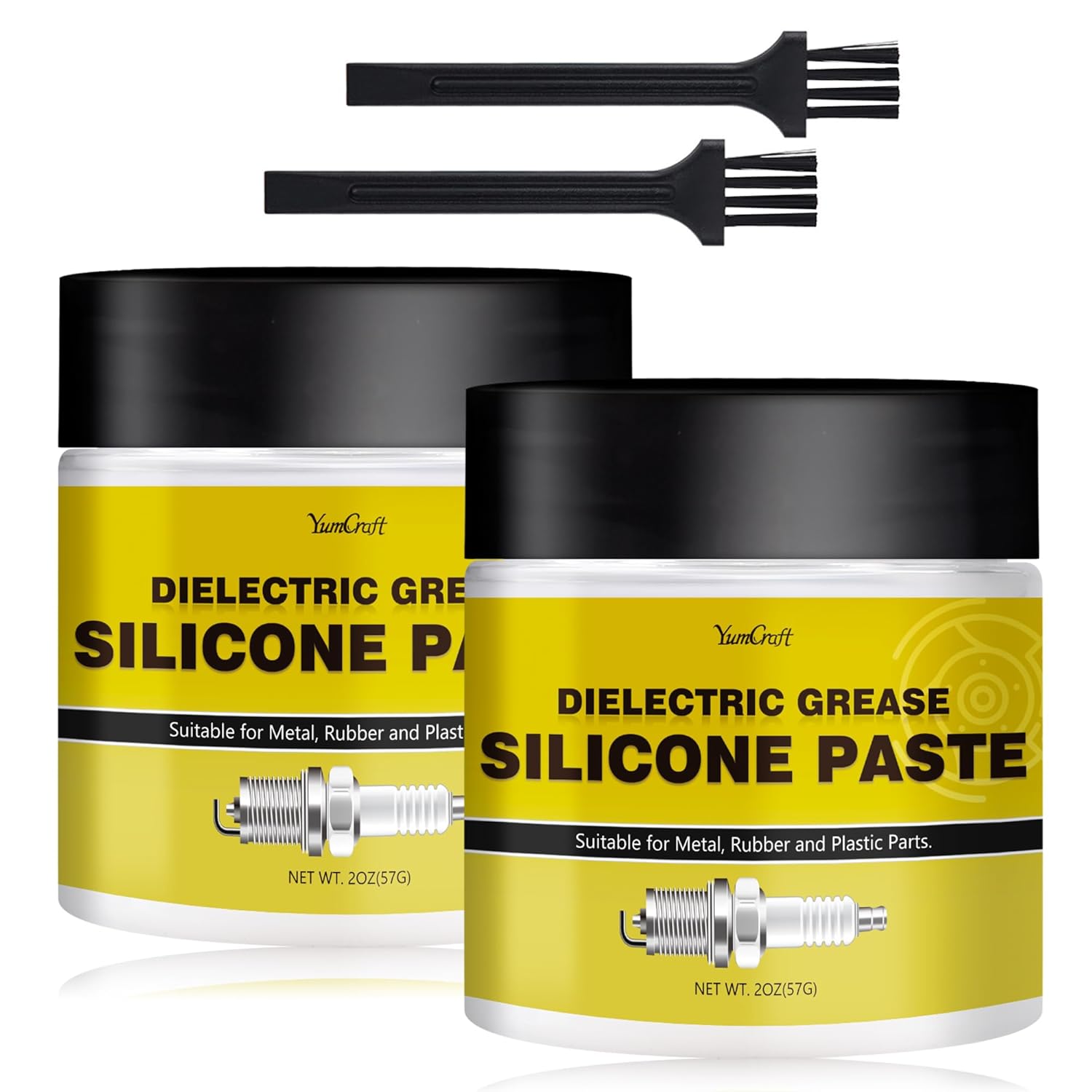 Dielectric Grease, 114g Silicone Paste, Silicone Grease for Automotive Electrical Connectors, Spark Plugs - Brake Sealant Lubricant, Plumbers Grease with Brush for O-Rings, Rubber, Marine, Universal