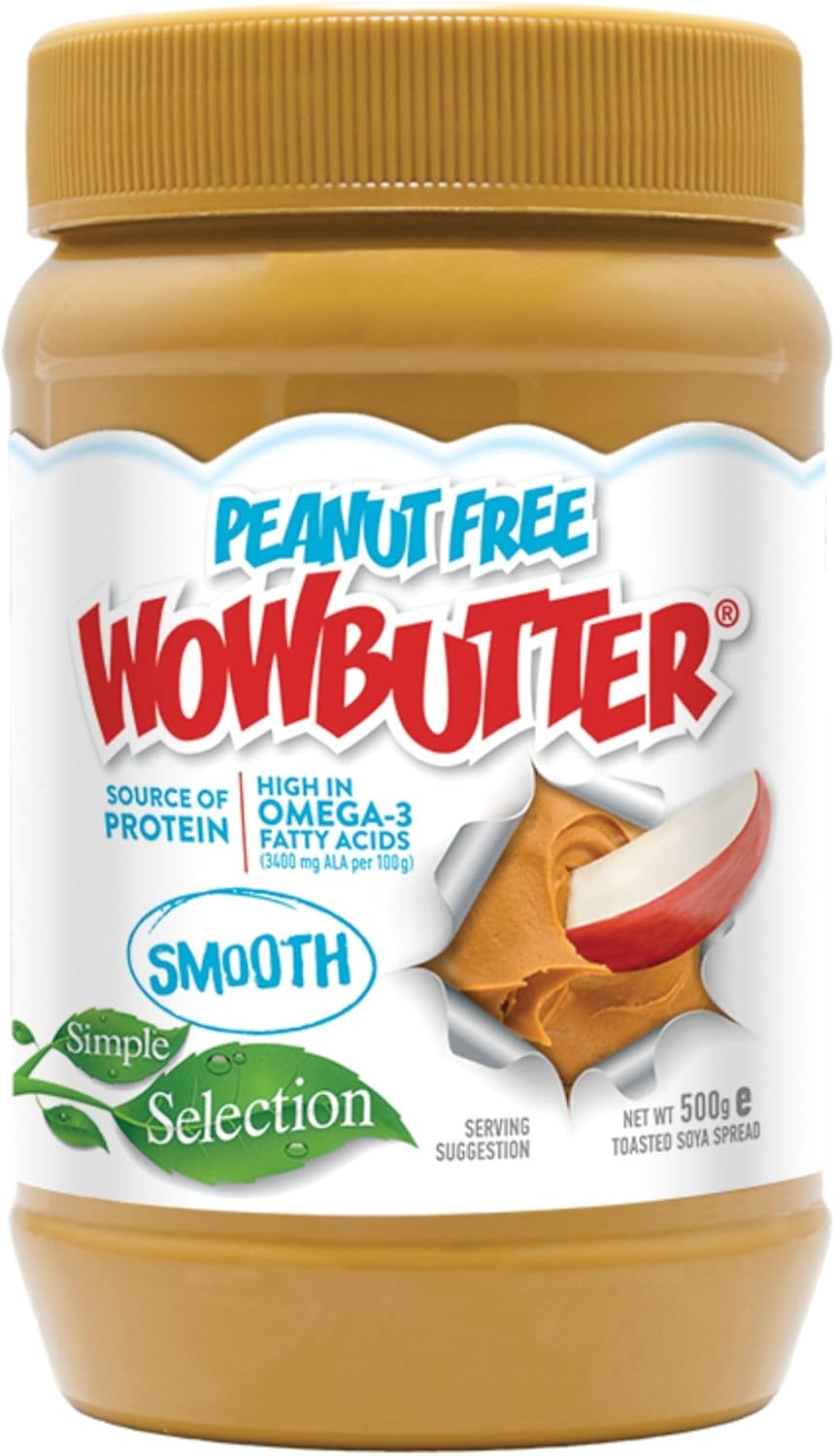 WOWBUTTER Smooth Toasted Soya Spread - Tastes Like Peanut Butter - Nut-Free, Vegan, Gluten Free, Halal & Kosher, Protein Spread - 7g Plant Protein, 1000mg Omega-3 per Serving, All-Natural (1)
