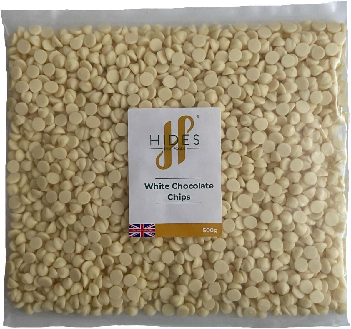 Hides Fine Foods - White Chocolate Chips -500g - GMO - Free - Suitable for Vegetarians - Baking - Desserts - Cookies - Ganache - Muffins - Cakesicles - Cakes - Cupcakes -Tempering - Chocolate Mocha