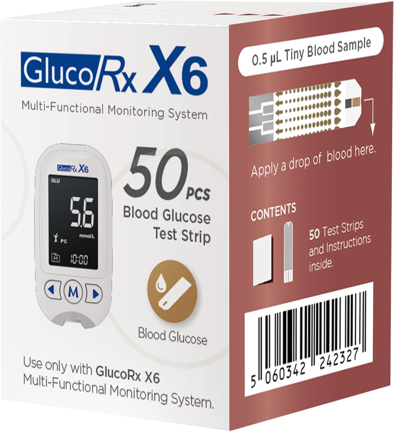 GlucoRx X6 Test Strips 50 in a Pack.