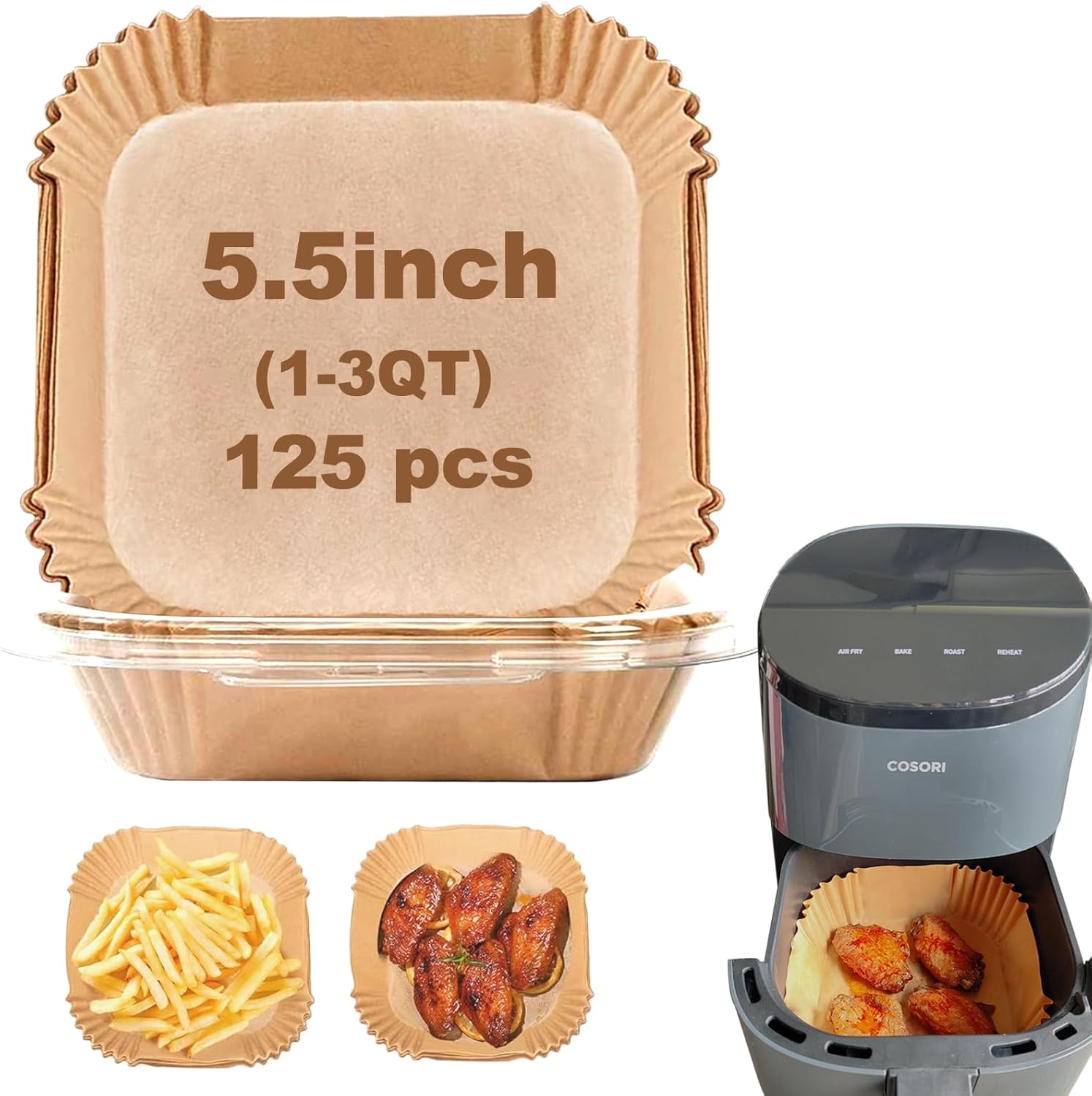 Small Air Fryer Liners for Cosori 2qt Air Fryer, Air Fryer Liners Disposable 2 2.1 2.6 3QT, 5 Inch air fryer liners