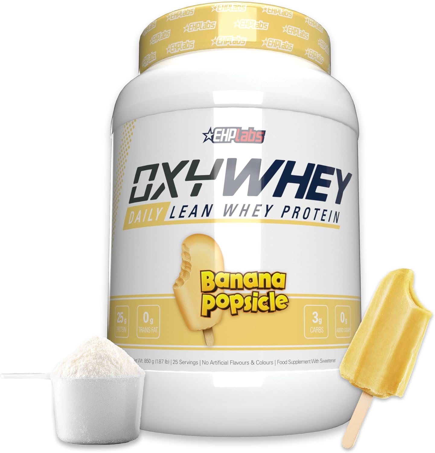 EHP Labs OxyWhey Lean Whey Protein Powder - 25g of Whey Isolate Protein, Meal Replacement Shake, Sugar Free Protein Powder - 27 Serves (Banana Popsicle)