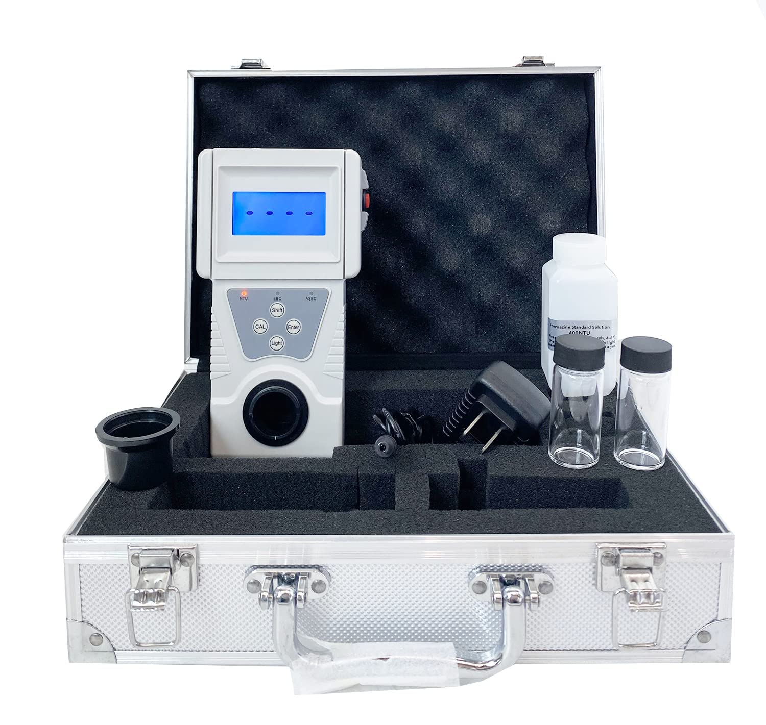 Turbidity Meter Turbidimeter Turbidity Tester Analyzer Portable Turbidimeter Lab Turbidity Meters with Range 0 to 200 NTU Minimum Indication 0.1 NTU Formazine Standard Turbidity Solution