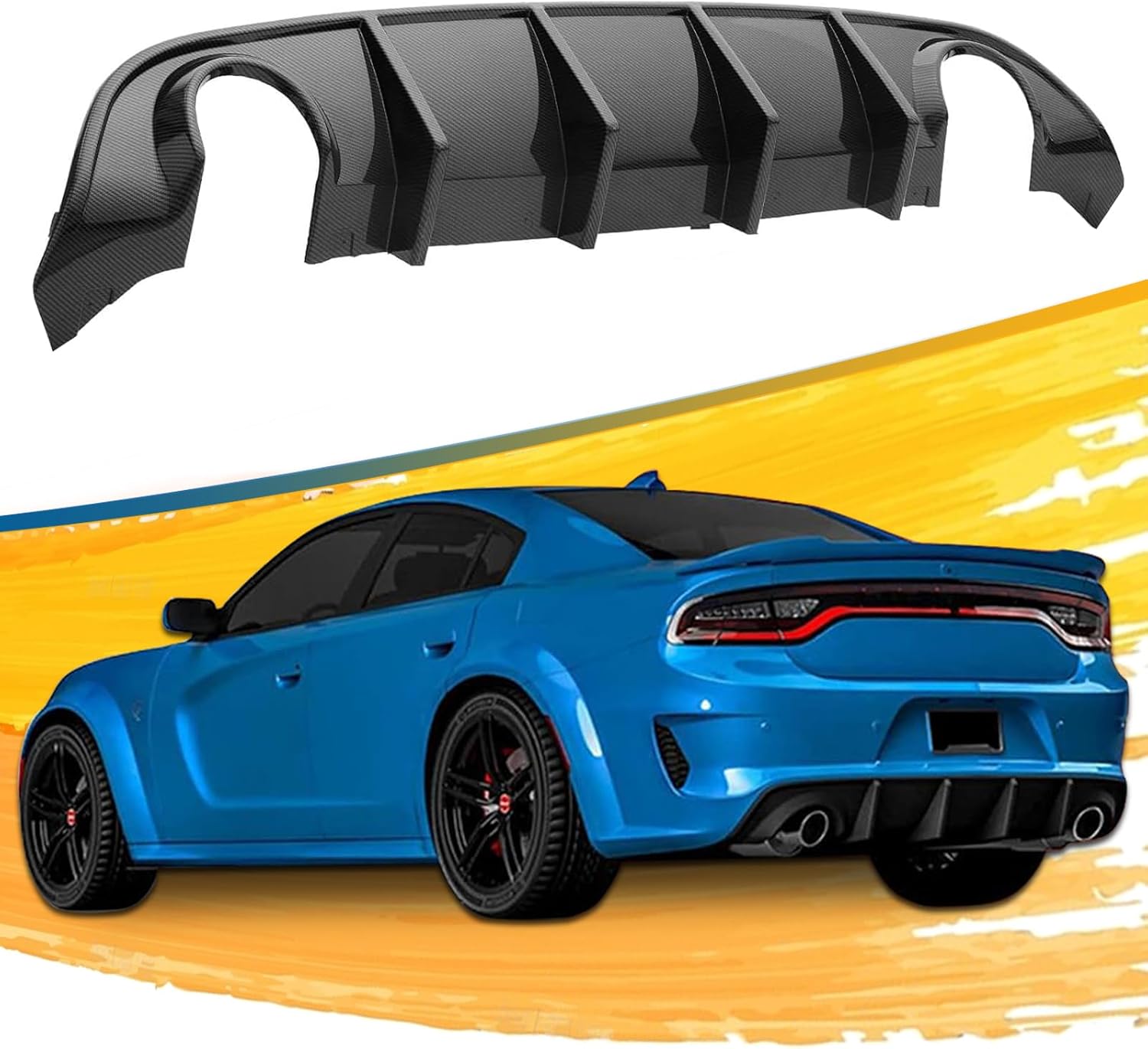 2015-2023 Dodge Charger SRT Daytona Scat Pack R/T 392 & SRT GT R/T Rear Lip Bumper Diffuser Valance Valance Rear Bumper Lip Splitter Spoiler Diffuser Carbon Style (Non Widebody Model)