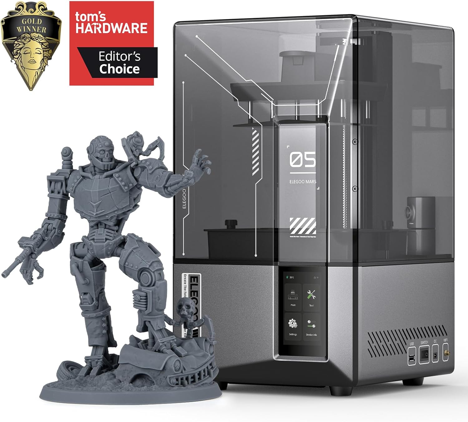 ELEGOO Mars 5 Ultra 9K MSLA Resin 3D Printer, Smart Mechanical Sensor, Fast Printing Up to 150mm/h, AI Camera, WiFi Cluster Printing, Automatic Leveling, Large Printing Size 6.04 * 3.06 * 6.49 inch
