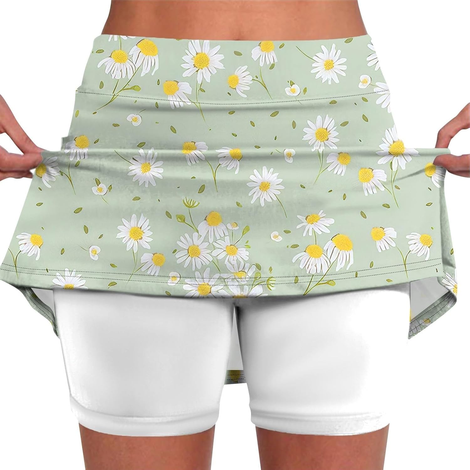 Women's Athletic Skorts Elastic Tennis Yoga Shorts Hight Waist Floral Print Skirts Tummy Control Skinny Joggers 2025