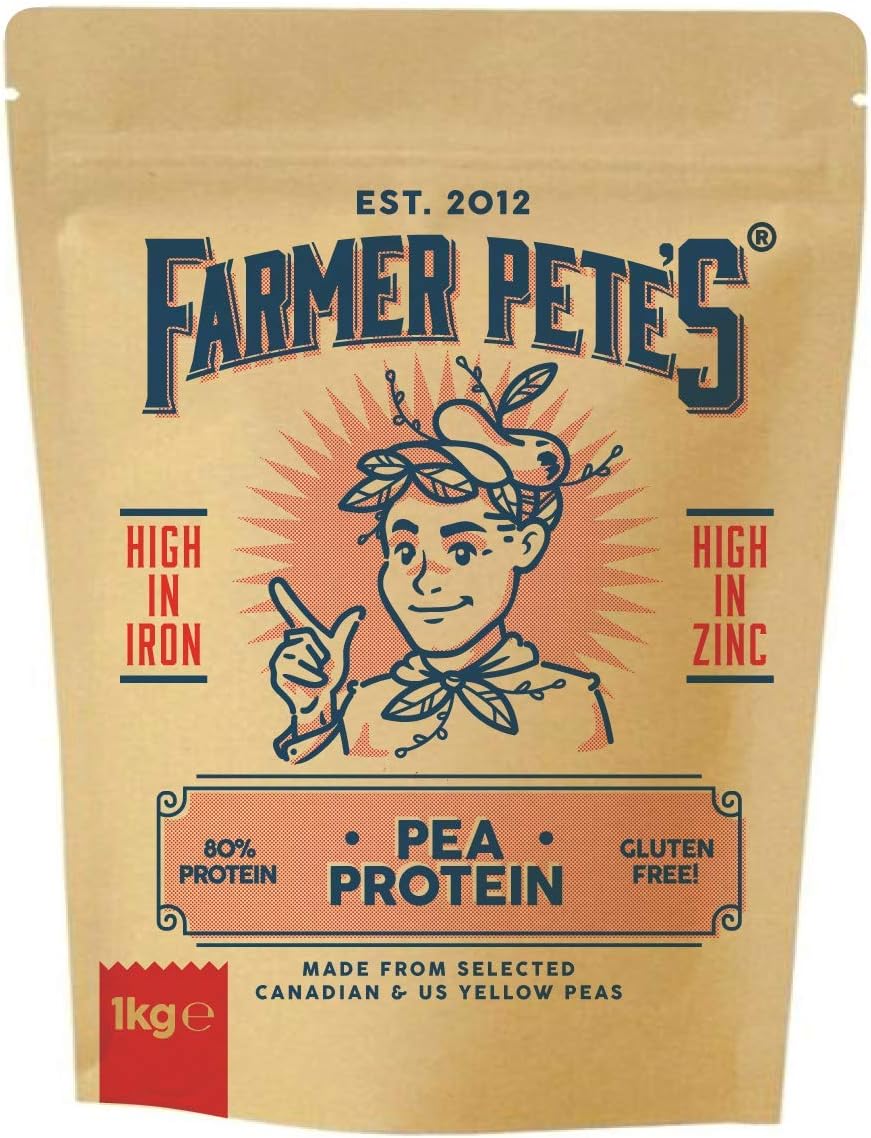 Farmer Pete's Pea Protein Powder 1kg - Dairy Free, Gluten-Free, Natural Plant Based Vegan Protein Powder Isolate (1kg)
