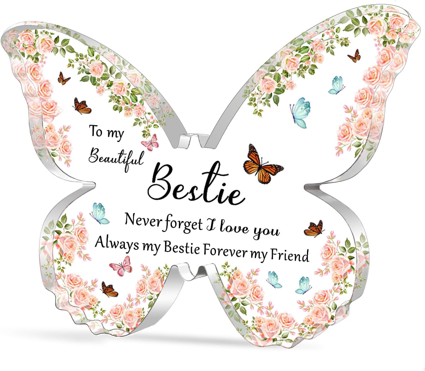 WTOPP Bestie Gifts For Women, Best Friend Birthday Gifts, Beautiful Butterfly-Shaped Acrylic Keepsake, Cute Bestie Gifts For Best Friend Or Soul Sister