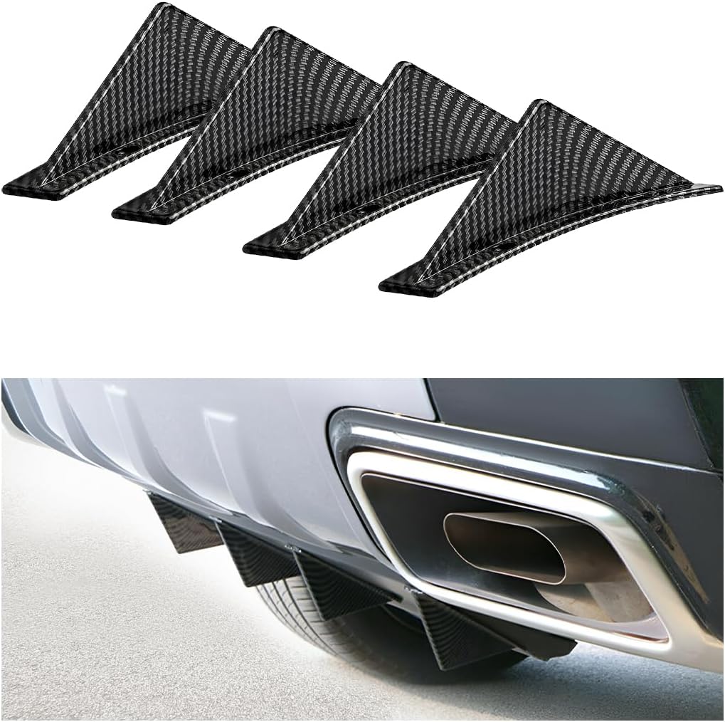 4pcs Car Rear Lower Bumper Wing Lip Diffuser, Anti-Crash Accessories Spoiler Shark Fin Protector, Rear Bumper Splitter Lip Wing with Screw, Universal Auto Decoration for Car SUV Truck