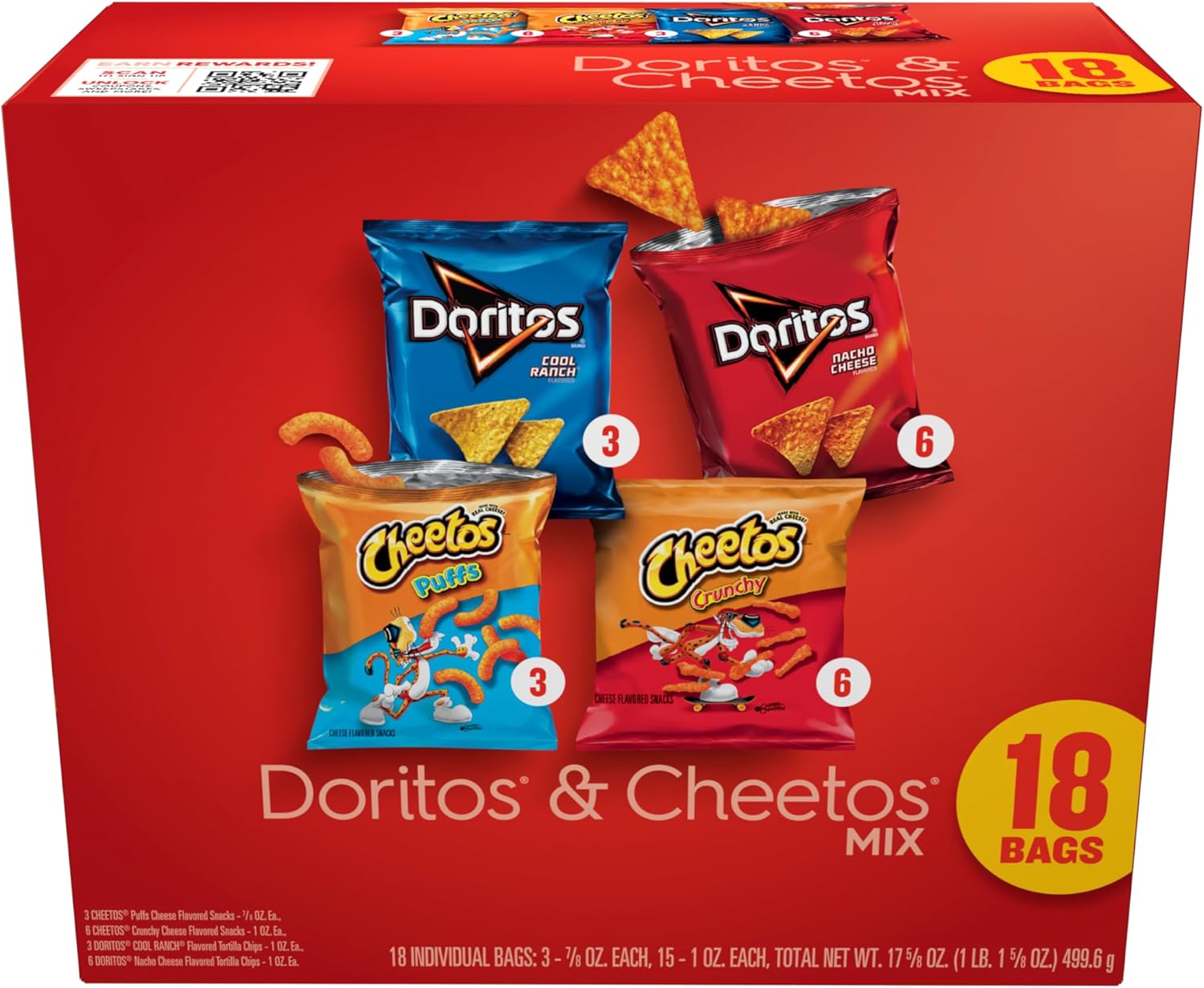 Frito-Lay Doritos & Cheetos Mix Variety Pack, (18 Pack)