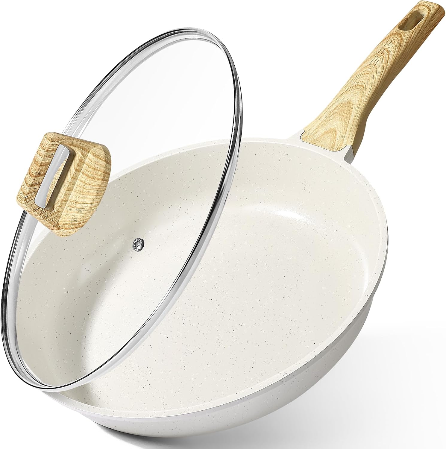 GiPP Ceramic Nonstick Frying Pan with Lid - 12" Healthy Non-Toxic Non Stick Skillet Omelette Pans, Induction Compatible Chef Pan, PFAS & PFOA-Free, Dishwasher Safe, Stay Cool Handles