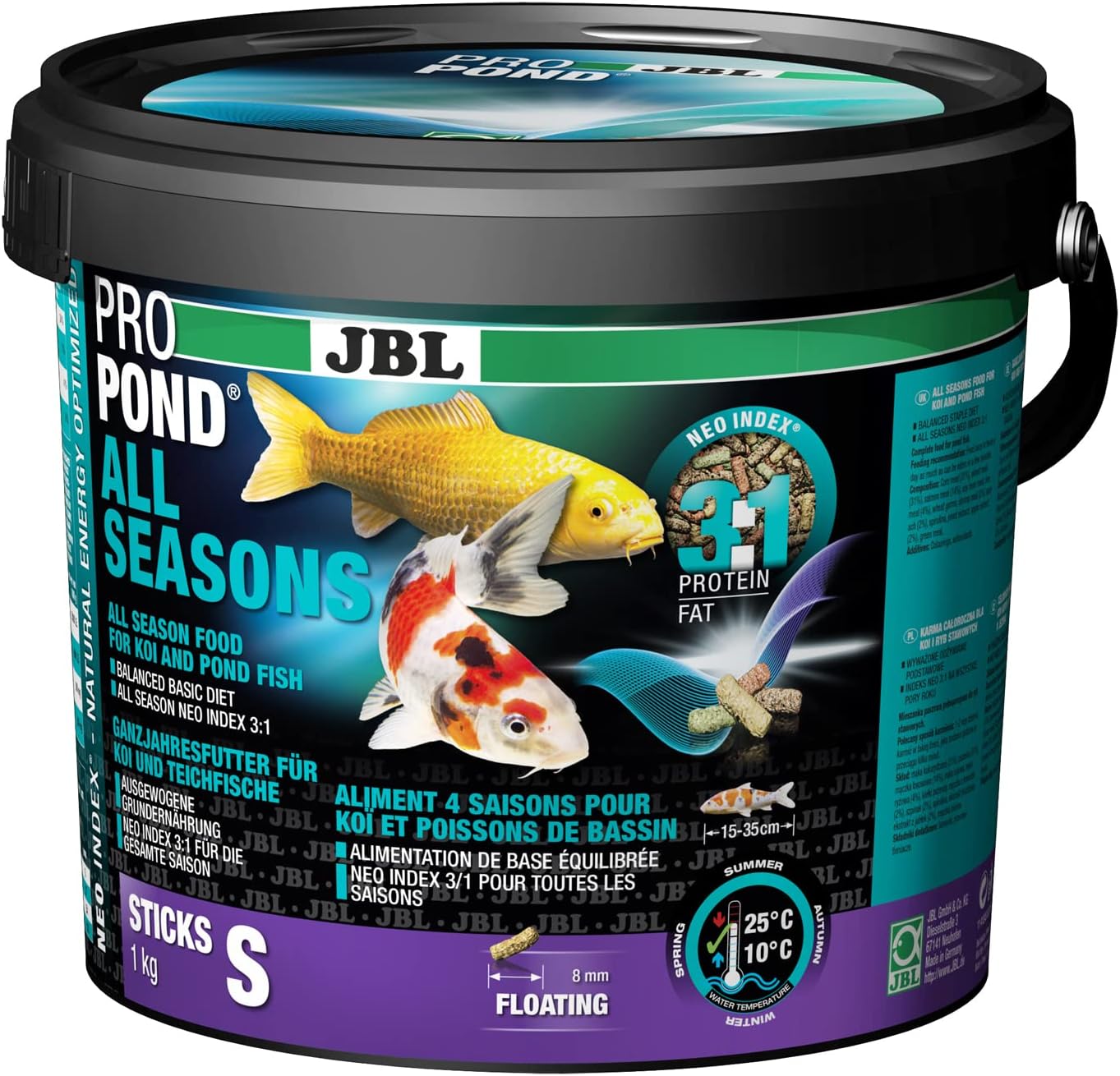 JBL All Season Food for Koi, Floating Food Sticks, Seasonal Food, ProPond All Seasons, Size S, 1 kg