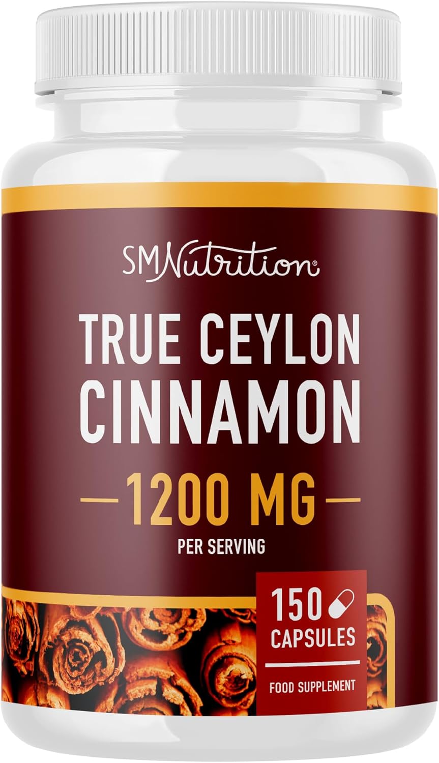 Extra Strength Ceylon Cinnamon | 1200mg | Sugar Control Support | True Sri Lanka Ceylon Cinnamon Powder Capsules | Cinnamon Supplement with 1000mg Plus | Vegetarian, Non-GMO | 150 Pills