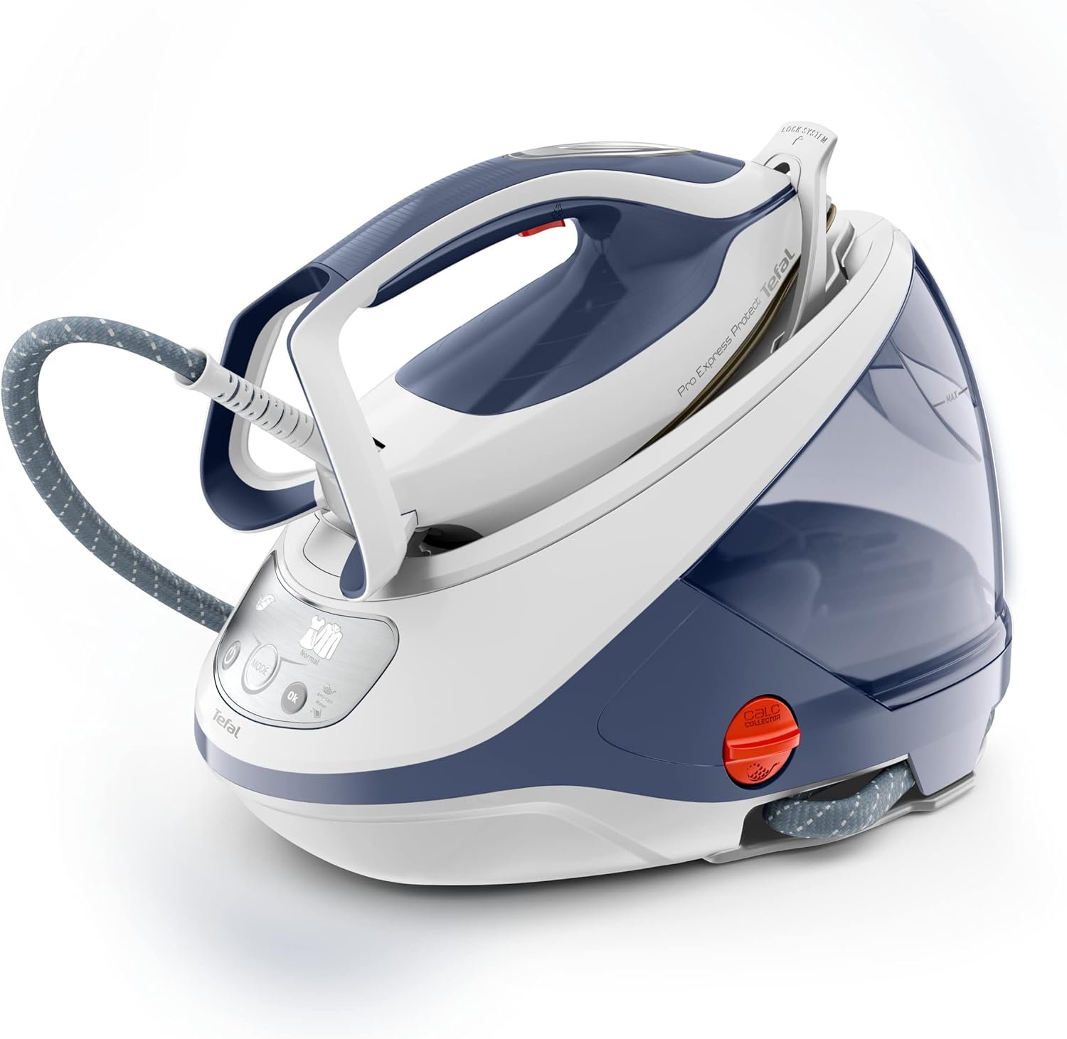 Tefal ProExpress Protect Steam Generator Iron, 7.5-Bar High Pressure, 560g/min Steam Boost, 135g/min Steam Output, No-Setting Technology, Anti-Drip Protection, 1.8 Litre, Blue & White,GV9224