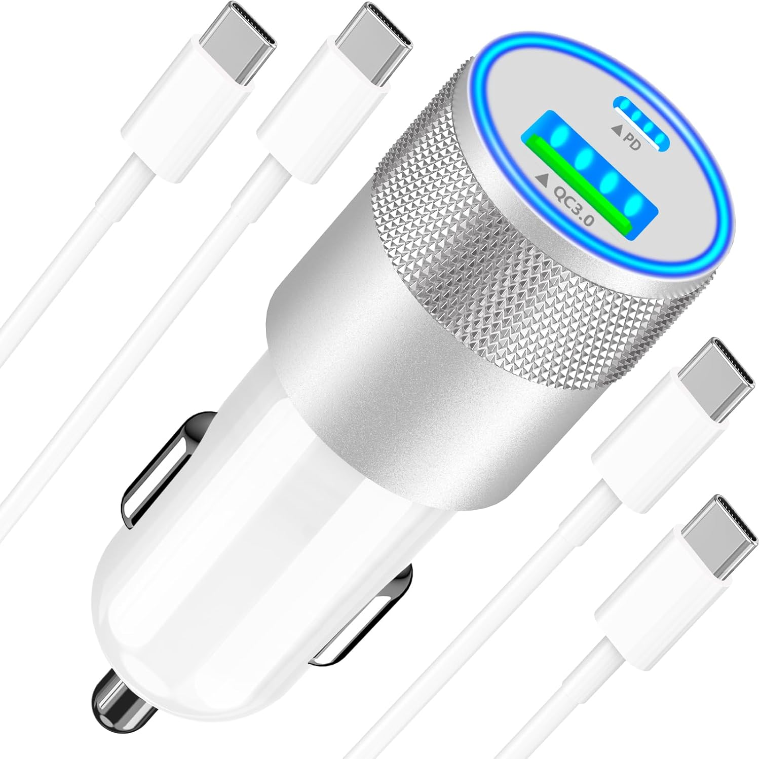 [Apple MFi Certified] iPhone 16 Fast Car Charger, Rombica 75W PD&QC3.0 Car Power Cigarette Lighter USB-C Car Carplay Charger with 2Pack Type-C Cable for iPhone 16 Plus/16 Pro/16 Pro Max/15/15 Pro/iPad