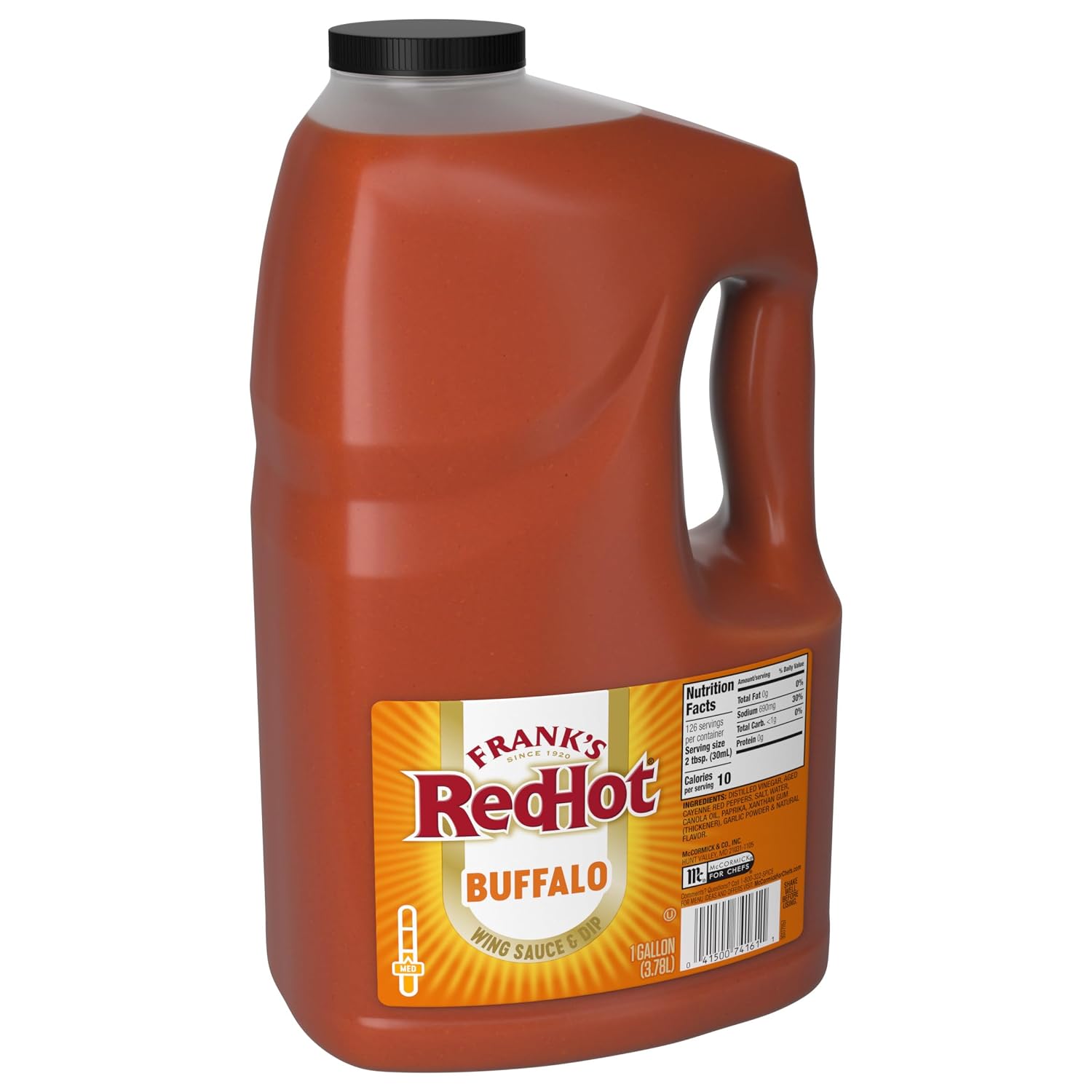 Frank's RedHot Original Buffalo Wings Sauce, 1 gal - 1 Gallon Bulk Container of Buffalo Hot Sauce with a Bold, Spicy Flavor Perfect for Wings, Dressings, Dips and More