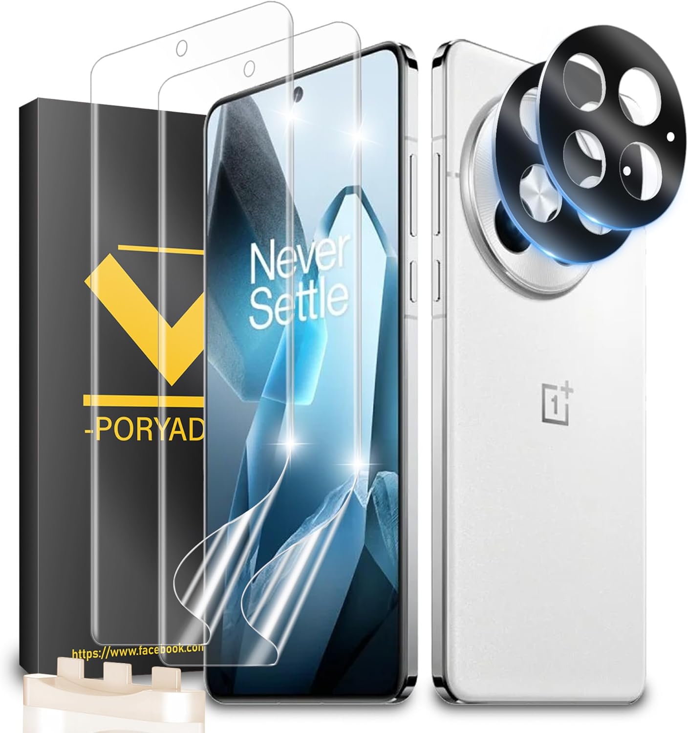 2+2 Pcs For OnePlus 13 Screen Protector (Not Glass), 2 Pack Self-Healing EPU Film + 2 Pack Camera Protector, Fingerprint Suitable, Easy Installation, Case Friendly For OnePlus 13 6.82 Inch