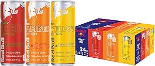 Red Bull Energy Drink Variety Pack, Red, Yellow & Amber, with 80mg Caffeine plus Taurine & B Vitamins, 8.4 Fl Oz, Pack of 24 Cans