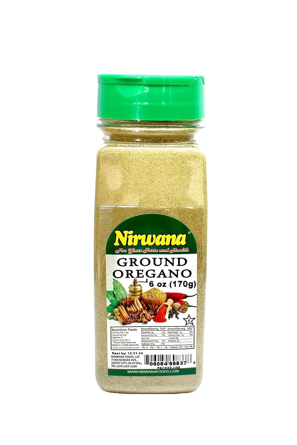 Premium Ground Oregano – 100% Natural, Gluten-Free, and Non-GMO – Perfect for Italian Seasoning, Pasta, Soups, and Marinades – Pantry Staple for Cooking with Fresh Herbs and Spices 6 oz Jar by Nirwana