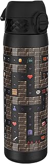 ION8 Steel Water Bottle, 600 ml/20 oz, Leak Proof, Easy to Open, Secure Lock, Dishwasher Safe, Flip Cover, Fits Cup Holders, Carry Handle, Durable, Scratch Resistant, Raised Print, Gaming Design