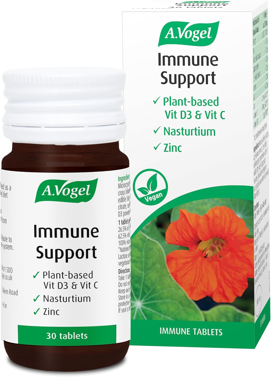 A.Vogel Immune Support | Vegan Multivitamin | Vitamin C, Vitamin D and Zinc | 30 Tablets