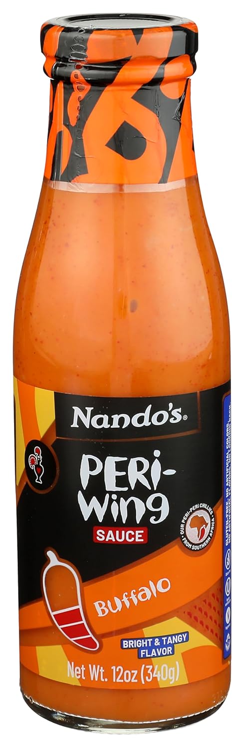 Nando's Buffalo Wing Sauce 12oz (Pack of 3) - Perfect Dipping with PERi-PERi Bird's Eye Chilli! - Bright & Tangy Flavor - Toss Wings Generously, Seasoning Sauce - Gluten Free, Kosher, Vegetarian