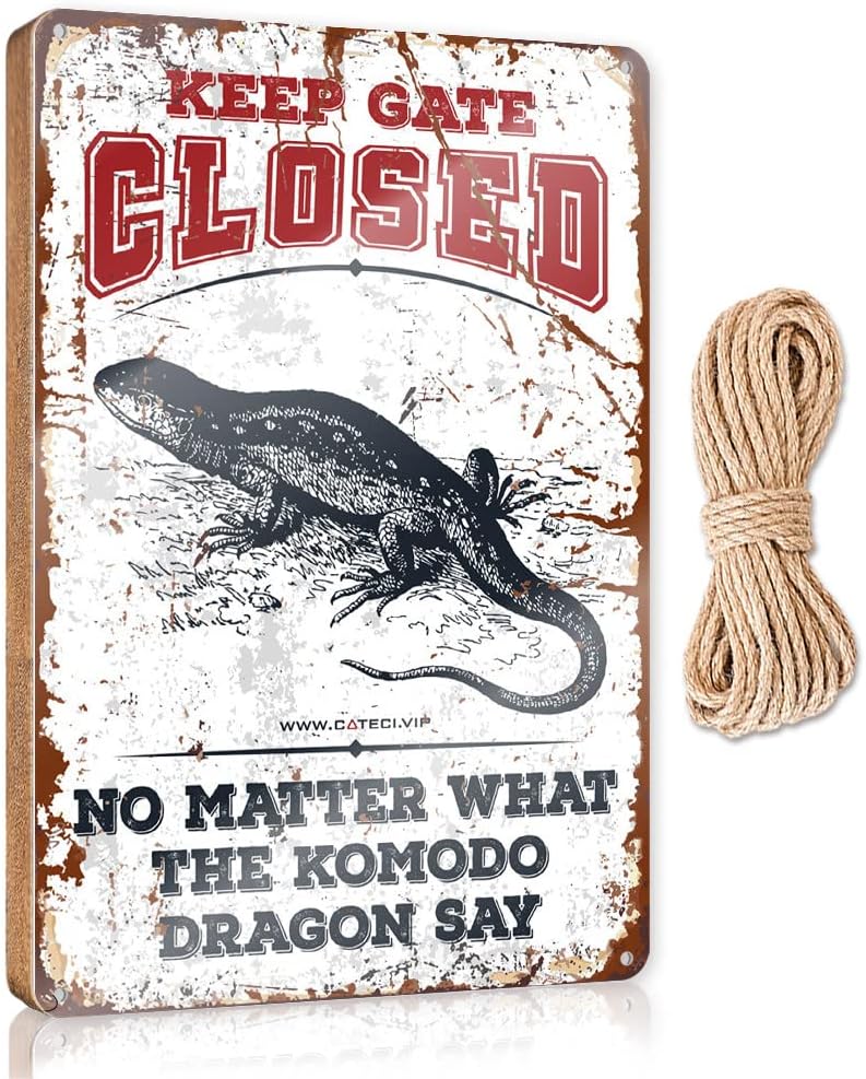 Wood Pantry Signs for Kitchen Keep Gate Closed No Matter What The Komodo Dragon Say Wooden Sign Door Sign Decor Porch Decor (Size : 15X28CM)