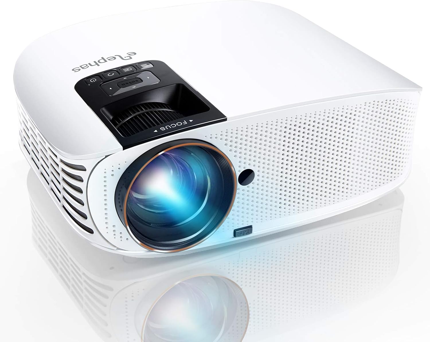 ELEPHAS Projector, 5000 Lumens HD Video Projector 200'' Home Cinema LCD Movie Projector Full HD 1080p HDMI VGA Av USB Ideal for Home