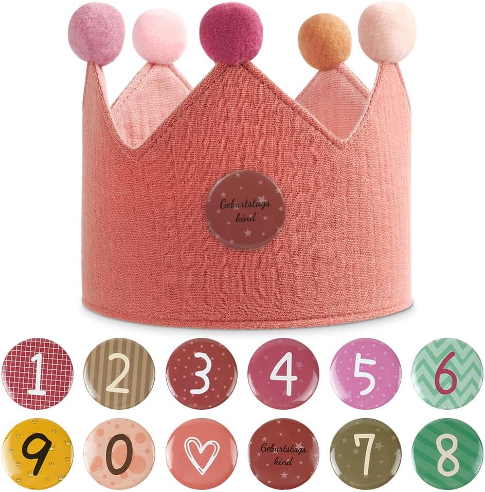 URAQT Birthday Crown for Kids, Reusable Birthday Party Hat Crown with Interchangeable Number from 0 to 9, Felt Happy Birthday Hat, Baby Photo Props, Birthday Party Tiara Headbands Gifts for Boys Girls