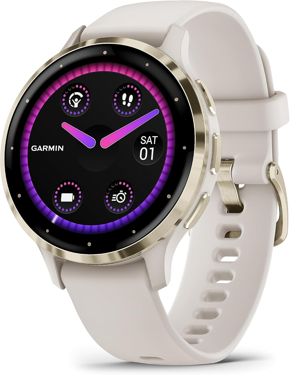 Garmin Venu 3S GPS 41mm Smartwatch, AMOLED Touchscreen, All-day Advanced Health & Fitness Features, Voice Functionality, Music Storage, Wellness Smartwatch with up to 10 days battery life, Ivory