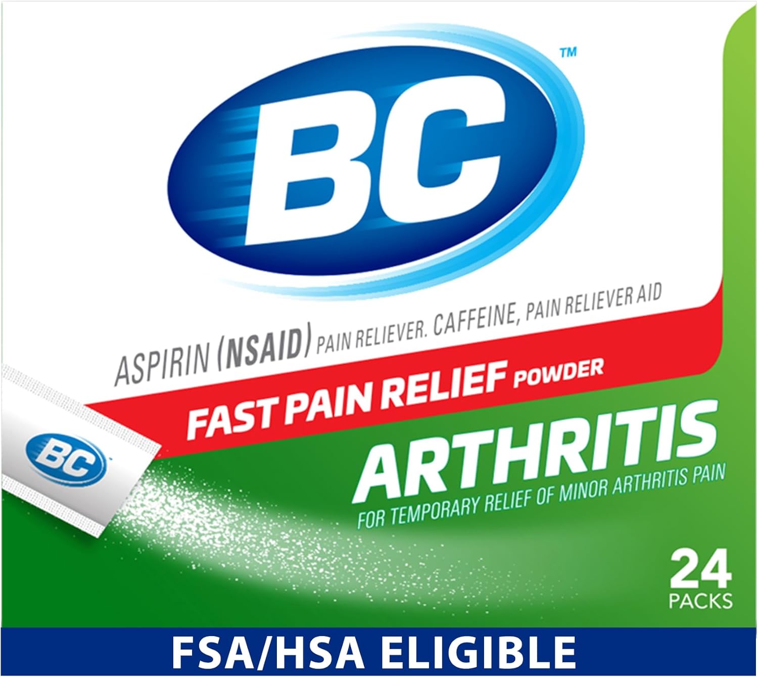 BC Pain Relief Powder, Arthritis Pain, 24 ct (Pack of 1)