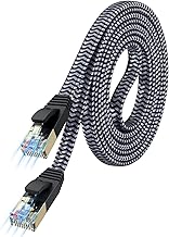 Cat 7 Ethernet Cable 3 ft, Nylon Braided Cat 7 Internet Cable 3 ft Ethernet Cable RJ45 Network Cable Cat7 LAN Cable for PC Laptop Modem Router Cable Ethernet