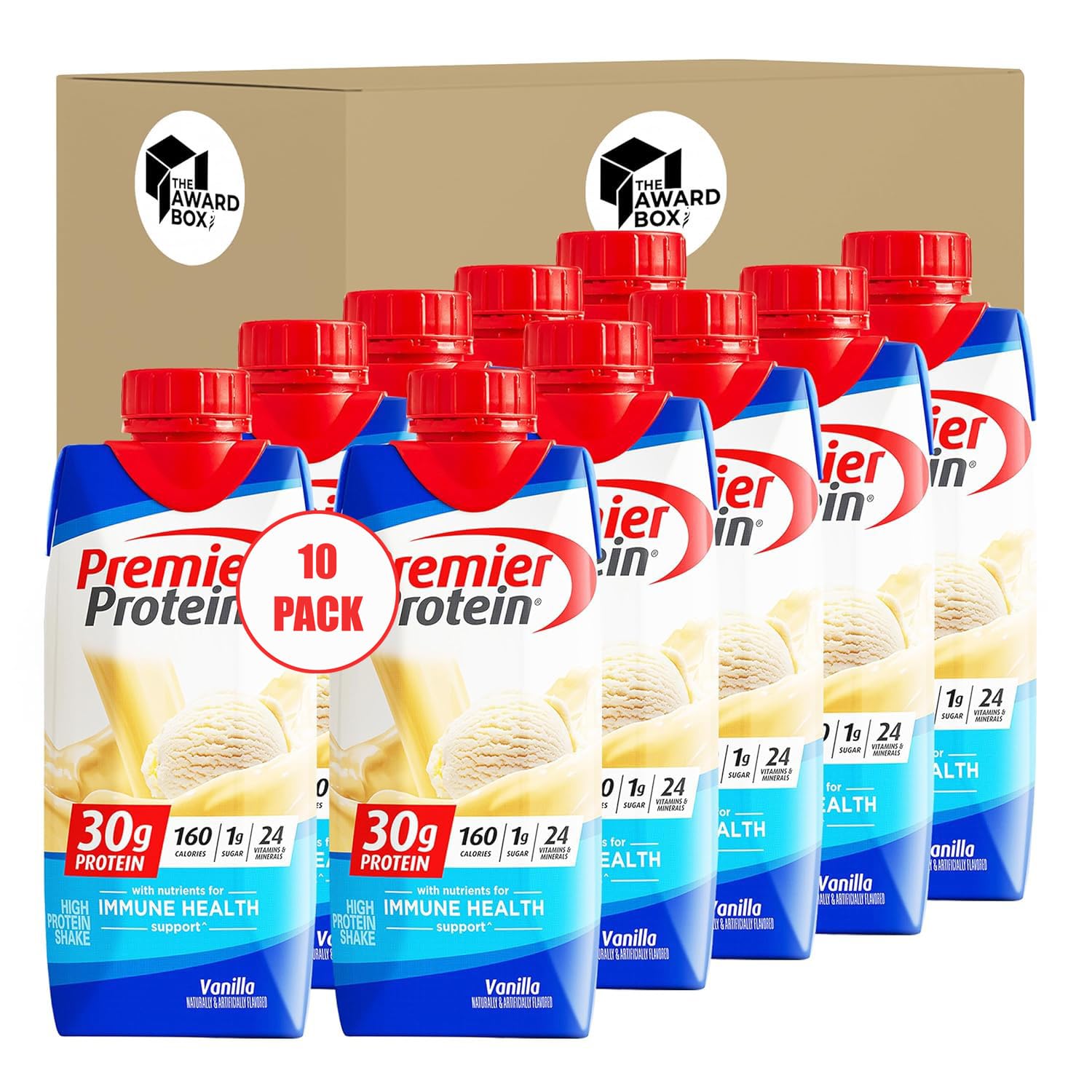 Premier Protien | 30g High Protein Shake Variety Sampler Pack Vanilla 11 Fl oz each in The Award Box Packaging (10pk)