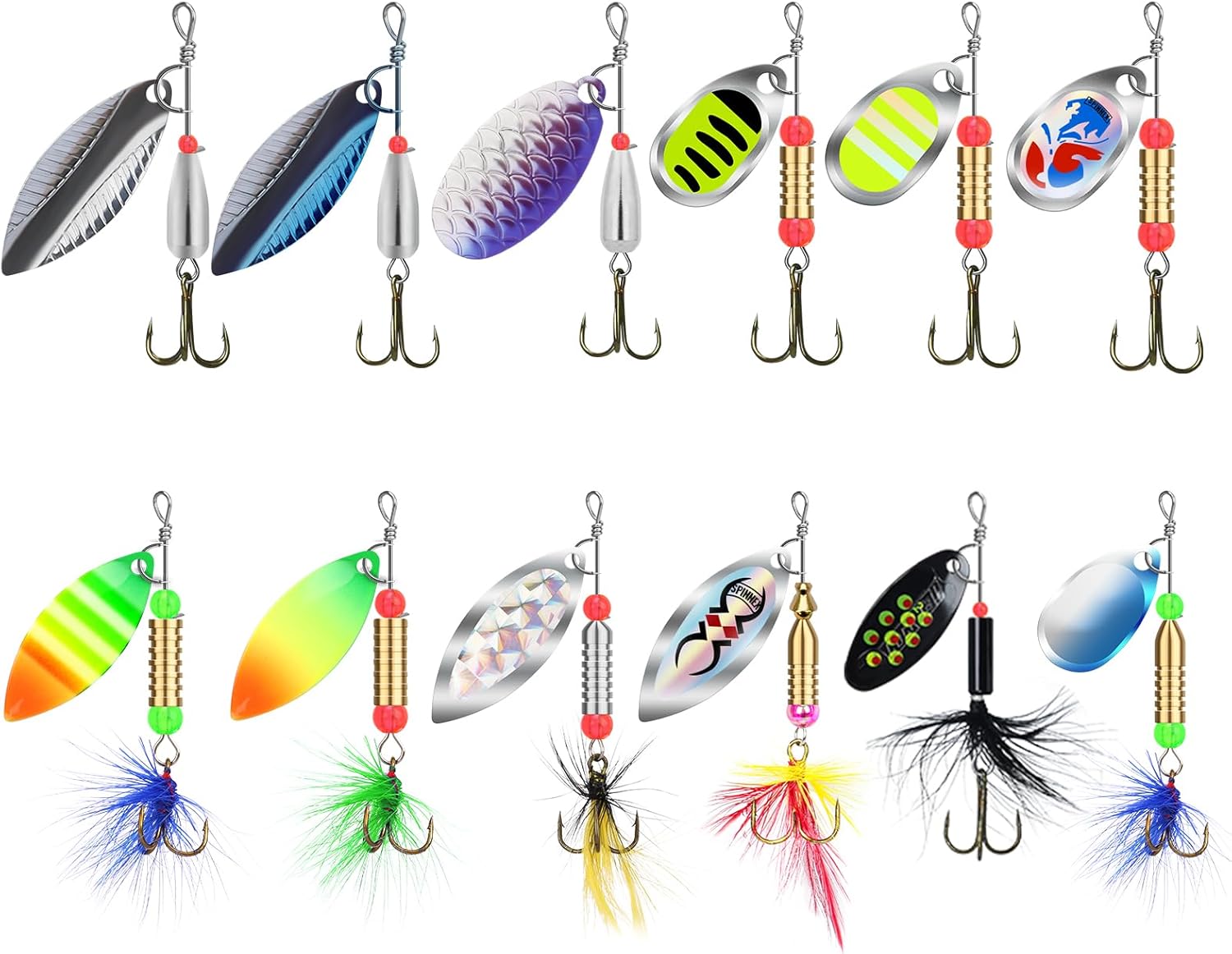 TRUSCEND Swimming or Jigging Fishing Spinners with Two-Way Spinning Spoons System, Rooster Tail Fishing Lures with Flash Copper Body & Blade, Freshwater and Saltwater Blade Bait for Bass Walleye Trout