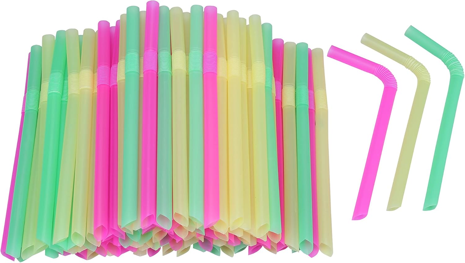 Jumbo Flexible Smoothie Plastic Straws, 100 Pcs Assorted Colors Large Bendable Disposable Milkshake Straws, Wide Bendy Boba Drinking Straws (0.47" Diameter and 8.26" long)