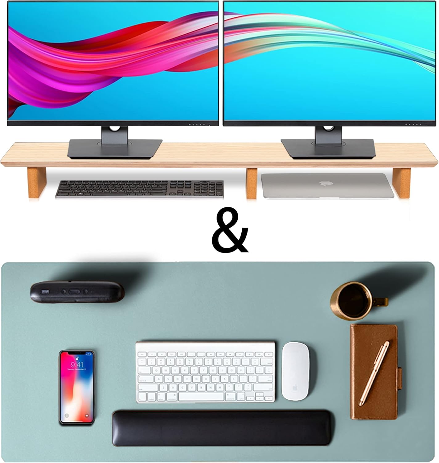Leather Desk Pad& Monitor Stand