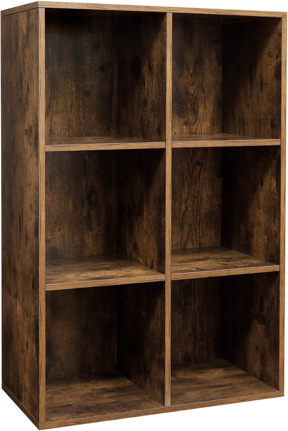 VASAGLE Bookcase, Bookshelf, Storage Shelf with 6 Compartments, Standing Shelf, Cube Shelf, for Living Room, Home Office, Dinning Room, Rustic Brown LBC203BX