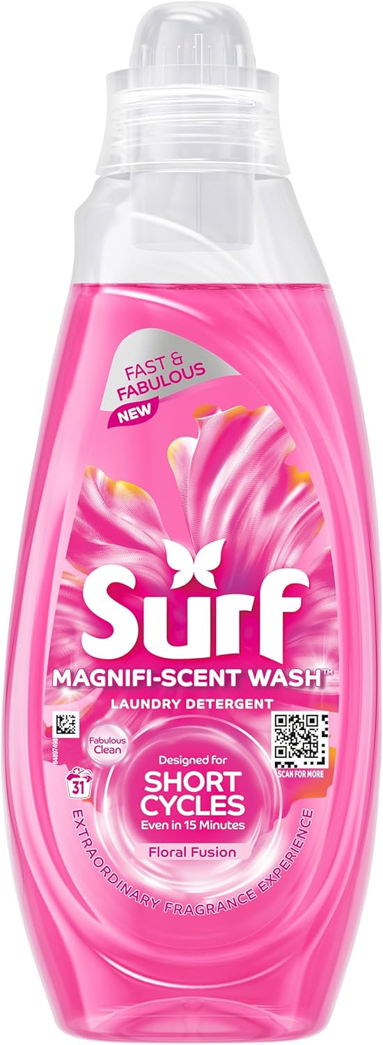 Surf Magnifi-Scent Wash Floral Fusion Laundry Liquid For Short Cycles Fast and Fabulous Fragrance 837 ml (31 Washes)