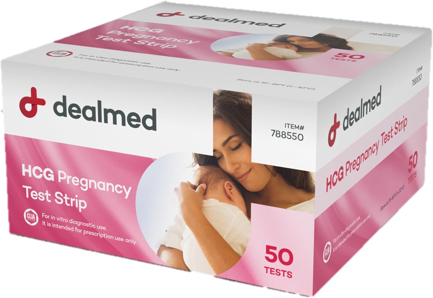 Dealmed HCG Pregnancy Test Strips - 50 Pack Home Testing, Quick Results in 3-5 Minutes, CLIA Waived