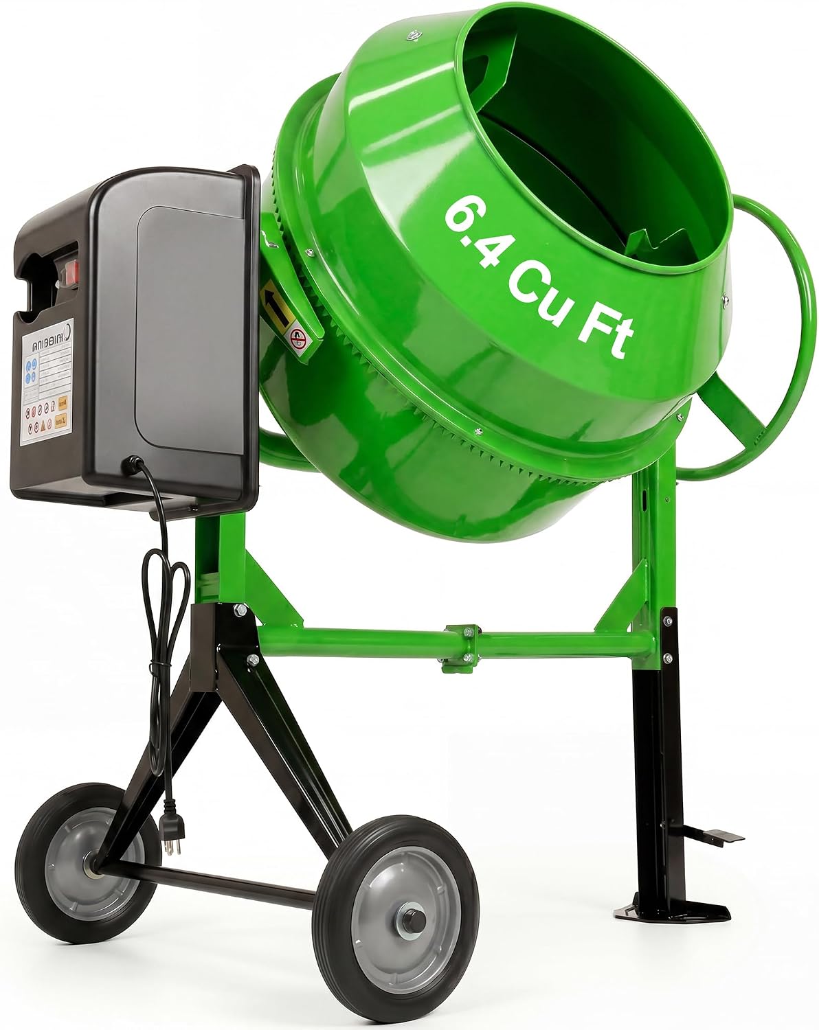 Concrete Mixer 6.4 Cu Ft 180L Electric Power Cement Mixer 800W Wheelbarrow Mixing Machine with Stand And Wheels for Stucco, Mortar, Seed