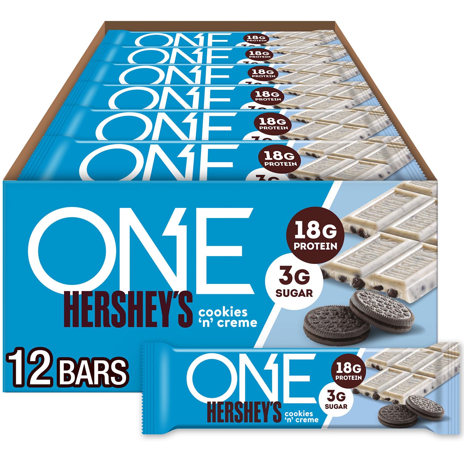 ONE Hershey's Cookies 'n' Creme Protein Bars, 18g Protein, 12 ct