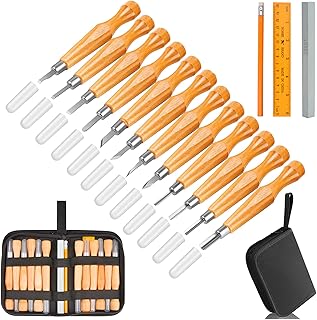 Wood Carving Knife Set - 16 PCS Hand Wood Carving Tools Set for Adults & Kids Carving Kit Gift - Multipurpose Sculpting,Soap Carving,Pumpkin Carving,Linocut Tools