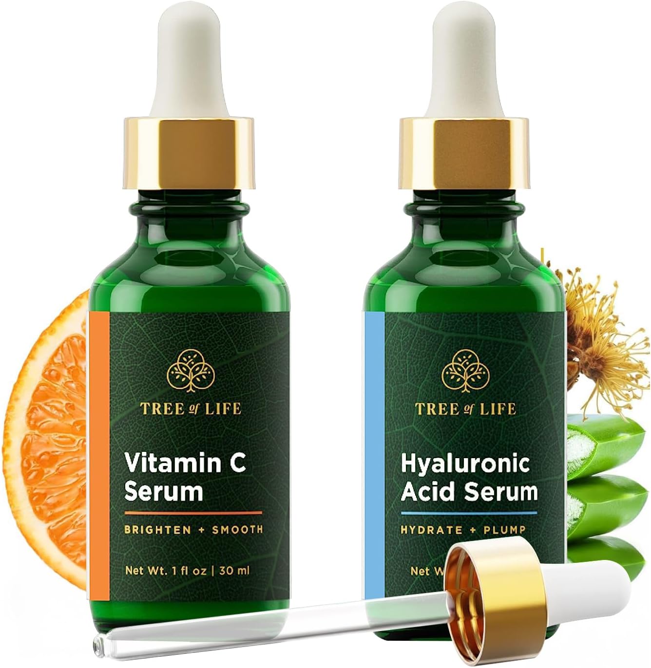 Serum 2-Pack - Vitamin C Serum and Hyaluronic Acid Serum