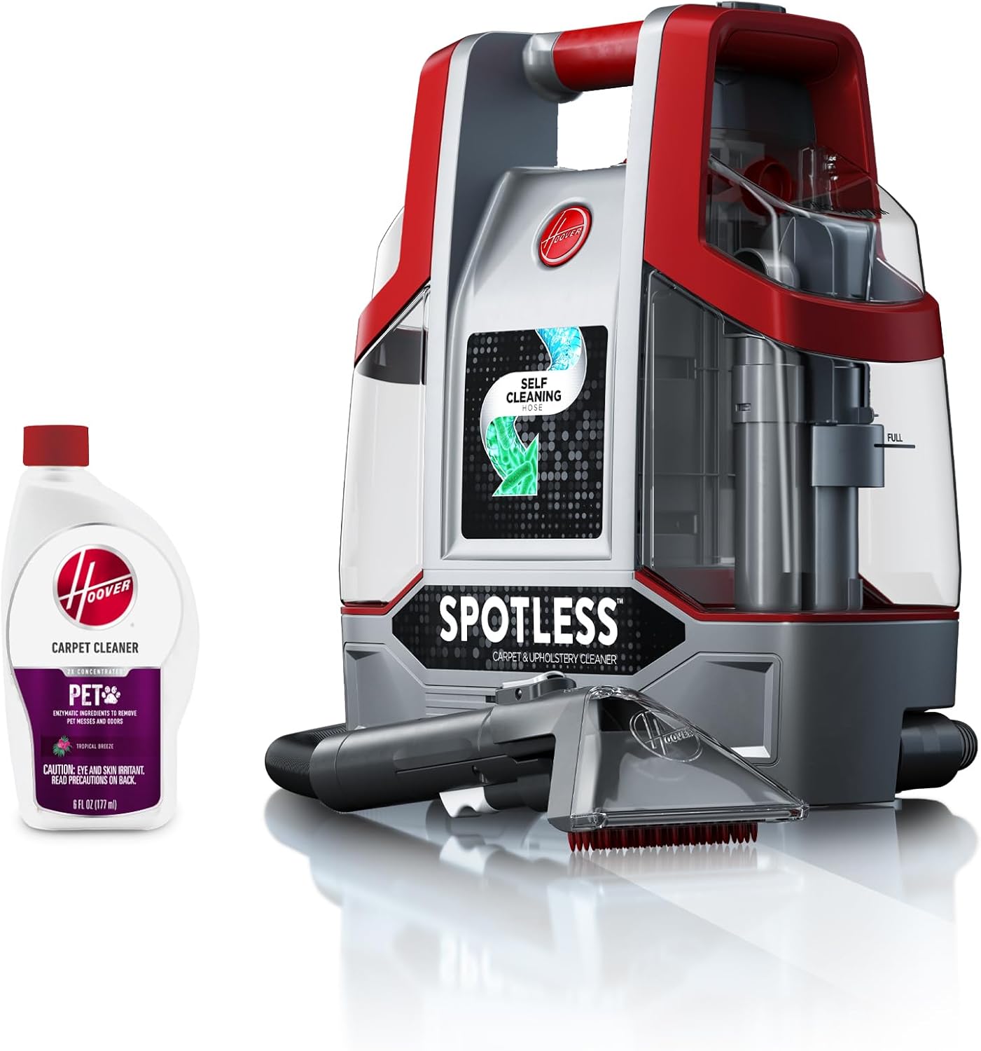 Hoover Spotless Portable Carpet + Upholstery Spot Cleaner Machine, Lightweight Shampooer Machine, Pet Stain Remover, Car and Auto Detailer, Pair with Hoover Carpet Cleaner Solution
