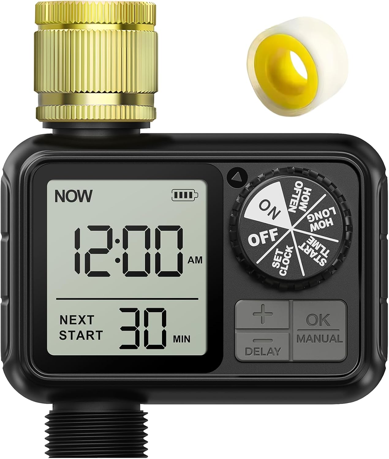 Water Timers for irrigation, Hose Timer with Rain Delay/Automatic & Manual Mode, Sprinkler Timer for Garden IPX5 Waterproof/Large Screen LCD Display